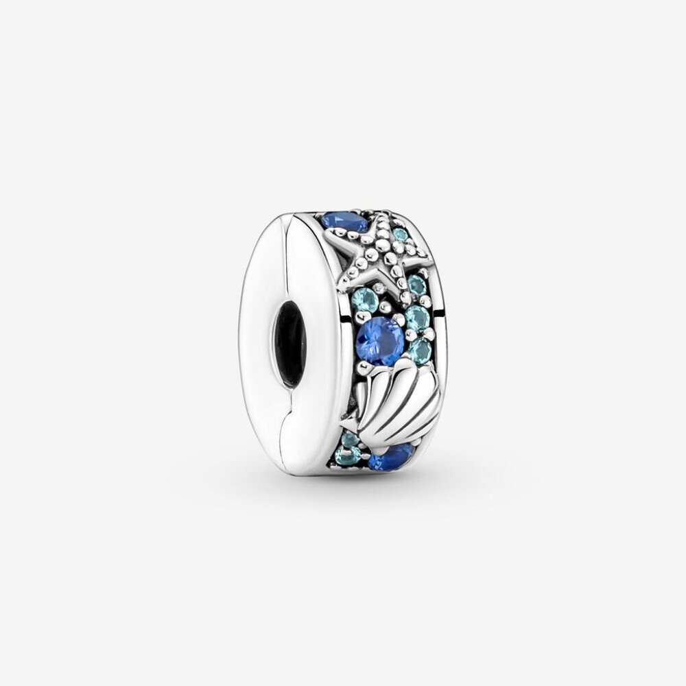 Pandora Ocean-Themed Silver and Blue Bracelet Charm